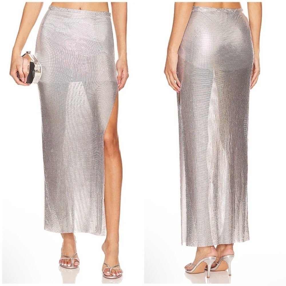 Lovers and Friends Sascha Maxi Skirt in Silver Size S
